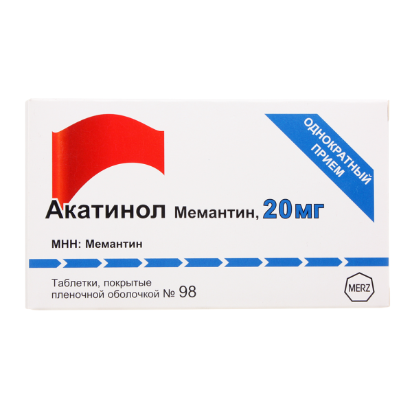 Акатинол Мемантин таблетки покрытпленоб 20 мг 98 шт