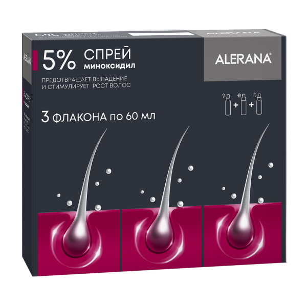 Алерана спрей для наружного применения 5 % 60 мл 3 шт