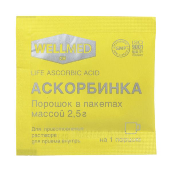 Аскорбинка Life Ascorbic acid порошок в пакетах массой 2,5 г 1 шт