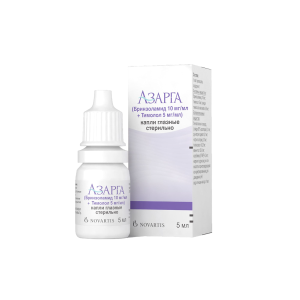 Азарга капли глазные 10 мг/мл+5 мг/мл 5 мл 1 шт