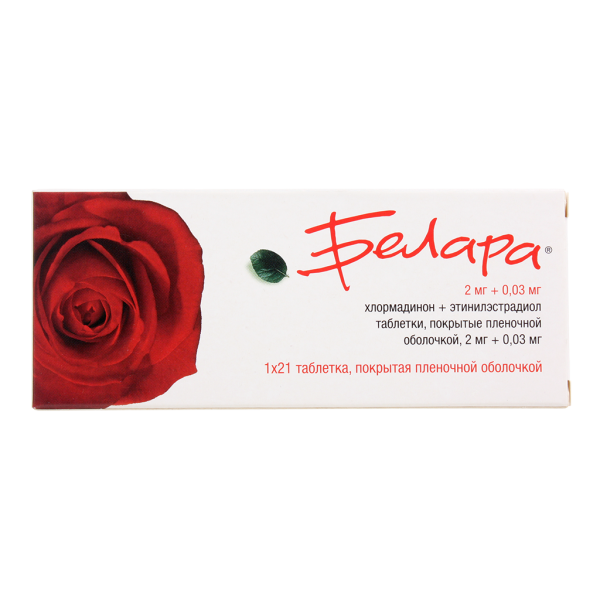 Белара таблетки покрытпленоб 2 мг+0,03 мг 21 шт