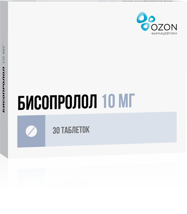 Бисопролол таблетки покрытпленоб 10 мг 30 шт