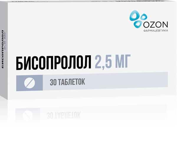 Бисопролол таблетки покрытпленоб 2,5 мг 30 шт