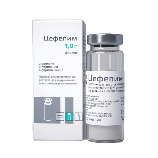 Цефепим порошок д/приграствора для в/в и в/м введ 1 г фл 1 шт