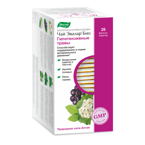 Чай Эвалар Био Гипотензивные травы фильтр-пакеты по 1,5 г 20 шт