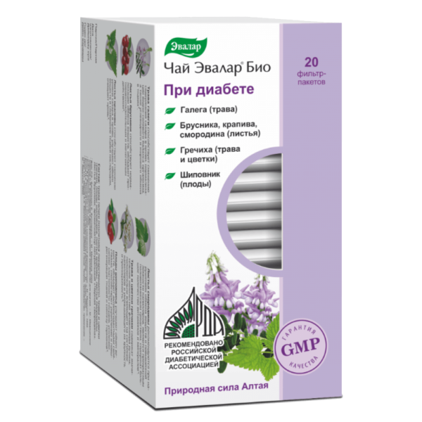 Чай Эвалар Био при диабете фильтр-пакеты по 2 г 20 шт