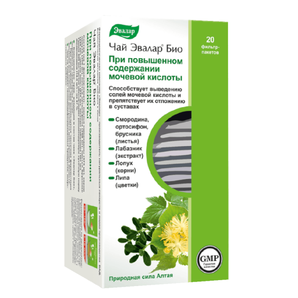 Чай Эвалар Био При повышенном содержании мочевой кислоты фильтр-пакеты по 1,5 г 20 шт