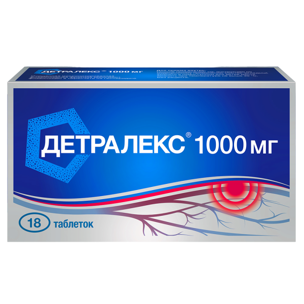 Детралекс таблетки покрытпленоб 1000 мг 18 шт