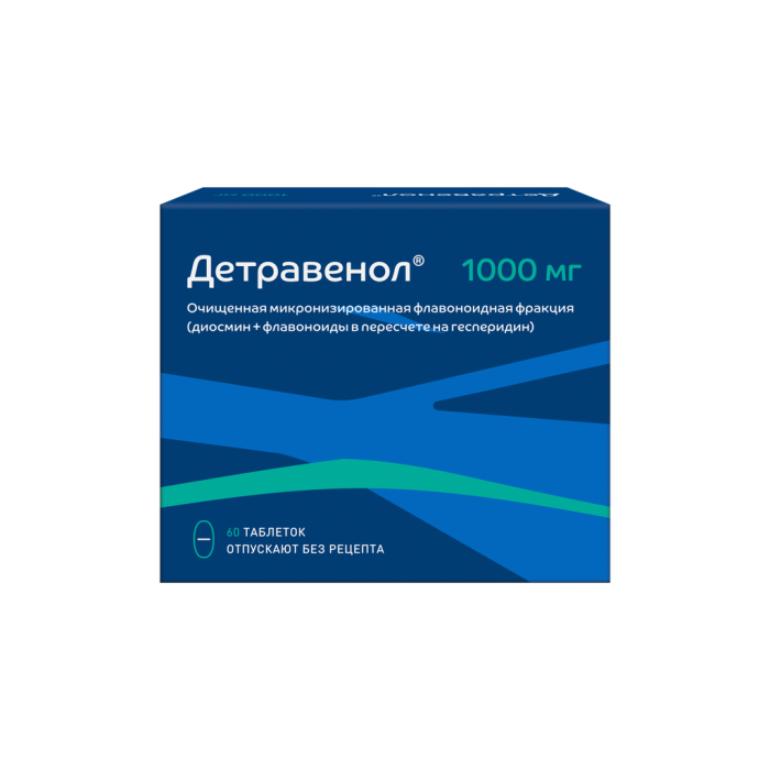 Детравенол таблетки покрытпленоб 1000 мг 60 шт
