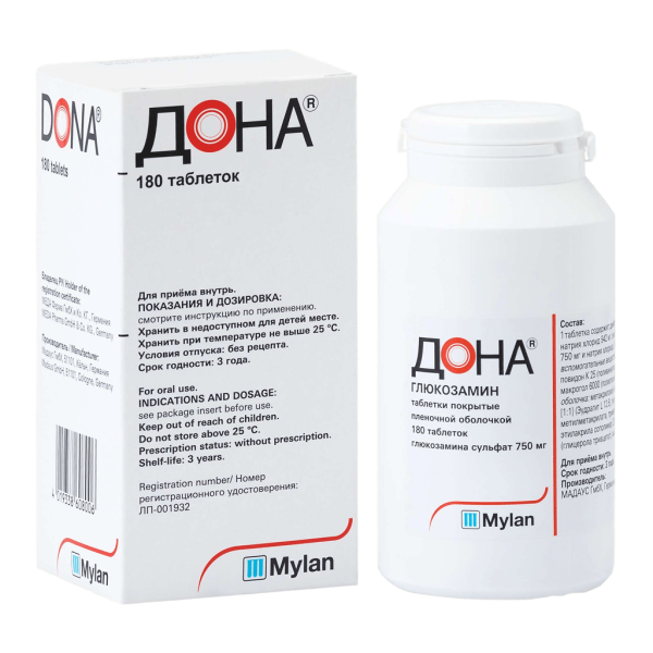 Дона таблетки покрытпленоб 750 мг 180 шт