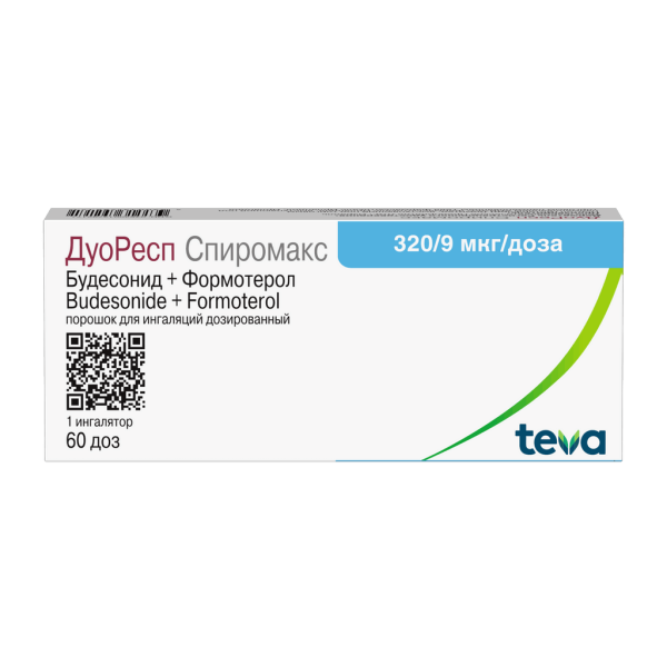 ДуоРесп Спиромакс порошок для ингаляций дозированный 320 мкг+9 мкг/доза 60 доз 1 шт
