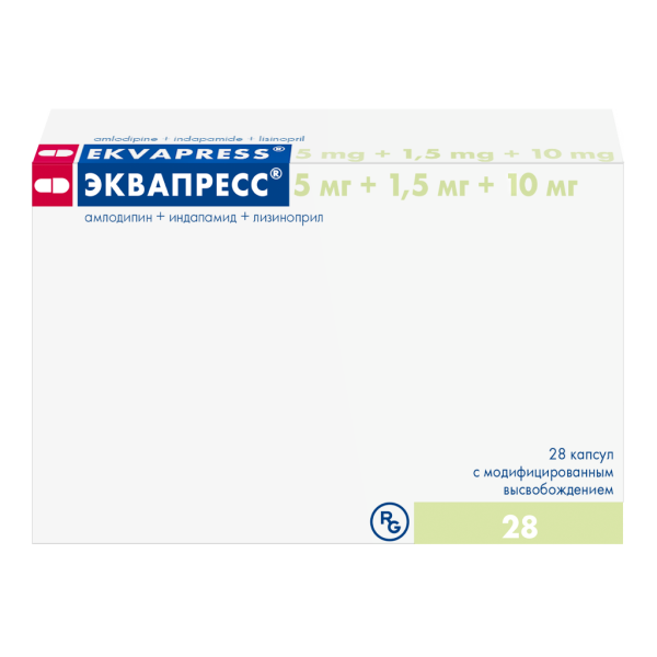 Эквапресс капсулы с модифицированным высвобождением 5 мг+1,5 мг+10 мг 28 шт