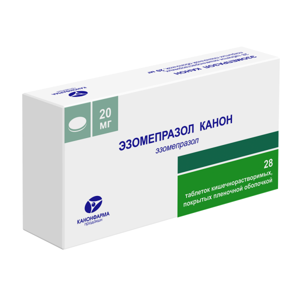 Эзомепразол Канон таблетки кишечнорастворимые покрытпленоб 20 мг 28 шт