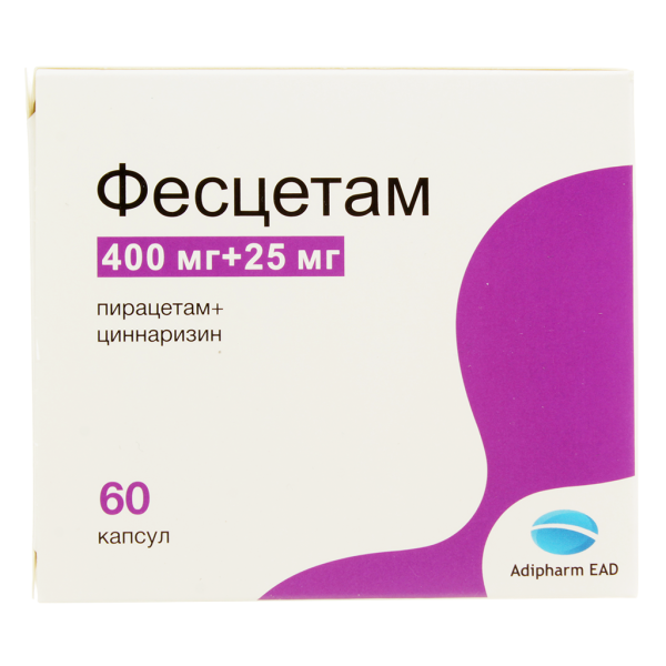 Фесцетам капсулы 400 мг+25 мг 60 шт
