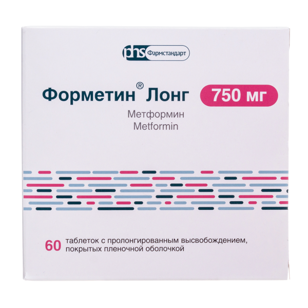 Форметин Лонг таблетки с пролонг высвобождением покрытпленоб750 мг 60 шт