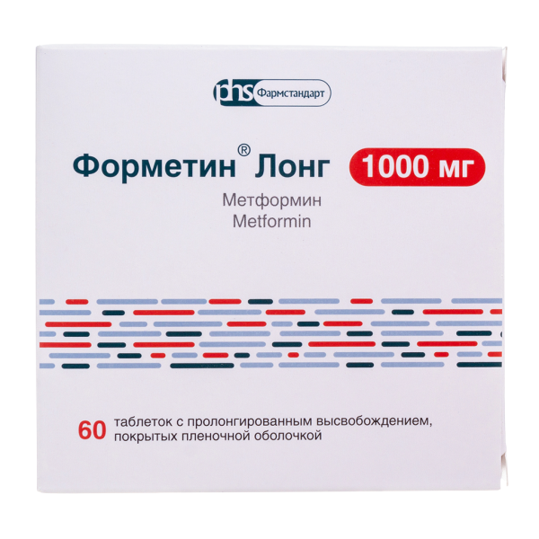 Форметин Лонг таблетки с пролонг высвобождением покрытпленоб 1000 мг 60 шт