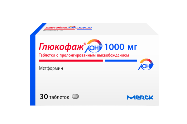 Глюкофаж Лонг таблетки с пролонг высвобождением 1000 мг 30 шт