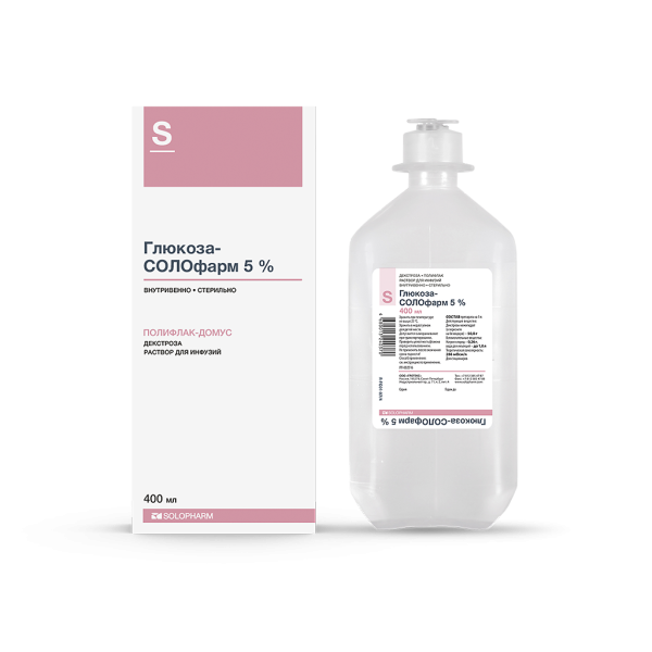 Глюкоза-СОЛОфарм Полифлак Домус раствор для инфузий 5 % 400 мл фл 1 шт
