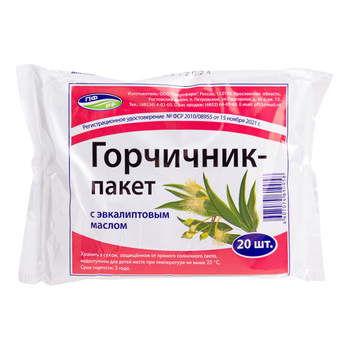 Горчичник-пакет с эвкалиптовым маслом 20 шт