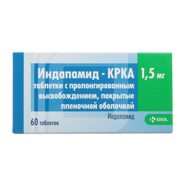 Индапамид-КРКА таблетки с пролонг высвобождением покрытпленоб 1,5 мг 60 шт