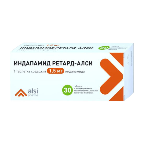 Индапамид ретард-АЛСИ таблетки с пролонг высвобождением покрытпленоб 1,5 мг 30 шт