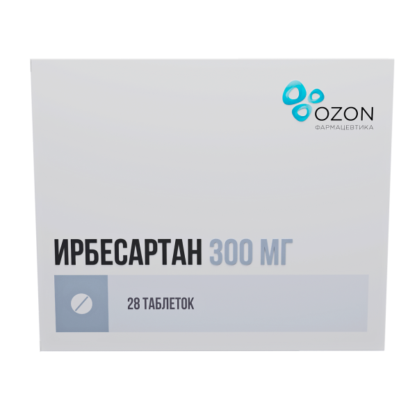 Ирбесартан таблетки покрытпленоб 300 мг 28 шт