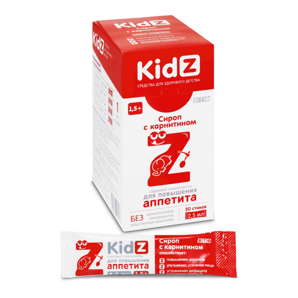 Кидз (Kidz) Сироп с карнитином 1,5+ стик по 2,5 мл 20 шт