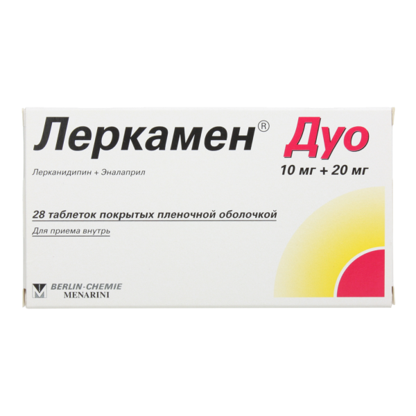 Леркамен Дуо таблетки покрытпленоб 10 мг+20 мг 28 шт