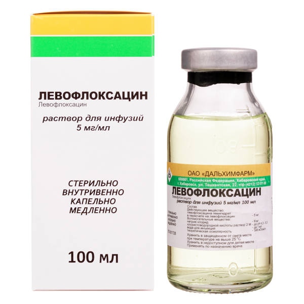 Левофлоксацин раствор для инфузий 5 мг/мл 100 мл фл 1 шт