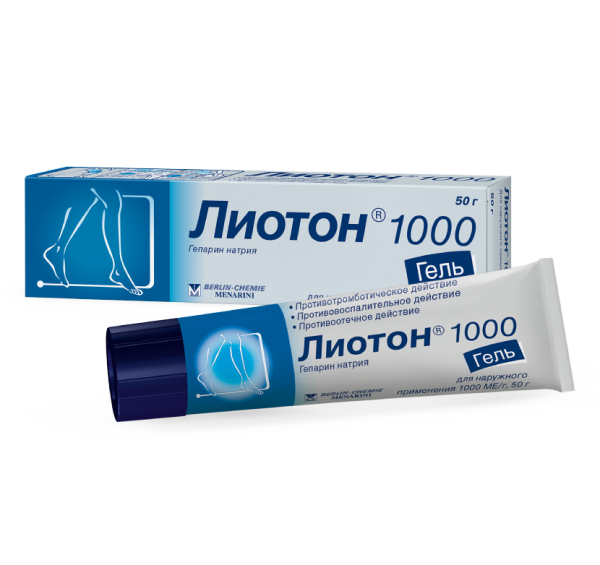 Лиотон 1000 гель для наружного применения 1000 ме/г 50 г 1 шт