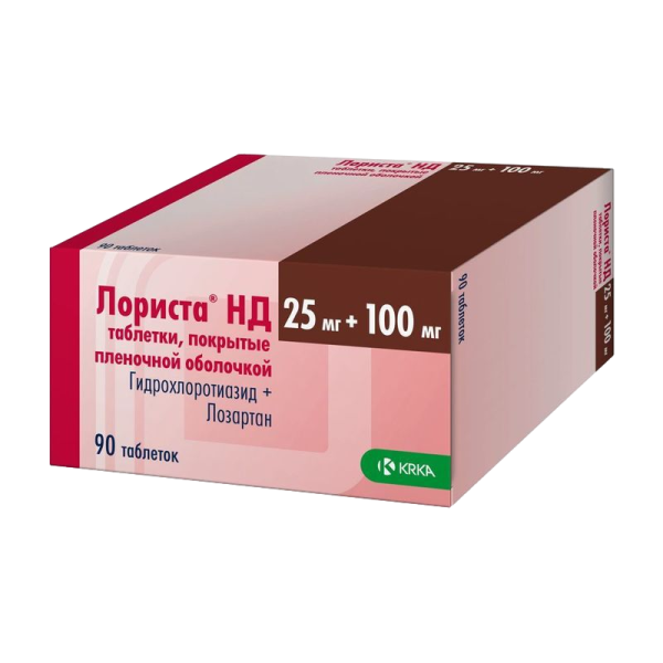 Лориста НД таблетки покрытпленоб 25 мг+100 мг 90 шт