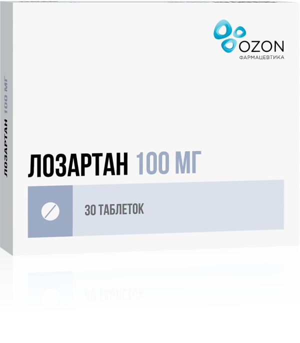 Лозартан таблетки покрытпленоб 100 мг 30 шт