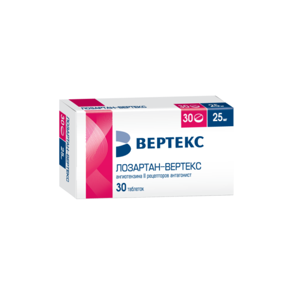 Лозартан таблетки покрытпленоб 25 мг 30 шт