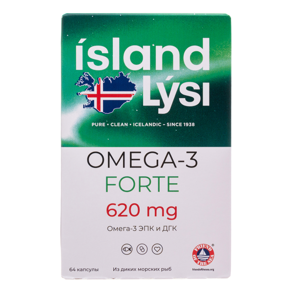 Lysi Омега-3 Форте 620 мг / Omega-3 Forte 620 mg капсулы массой 1000 мг 64 шт
