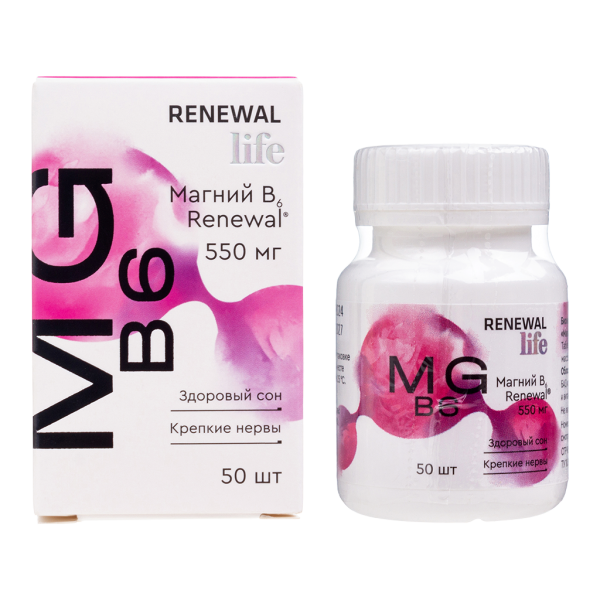 Магний В6 Реневал / Renewal таблетки покрытпленоб массой 550 мг 50 шт