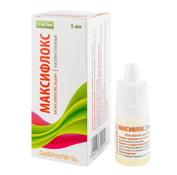 Максифлокс капли глазные 5 мг/мл 5 мл 1 шт