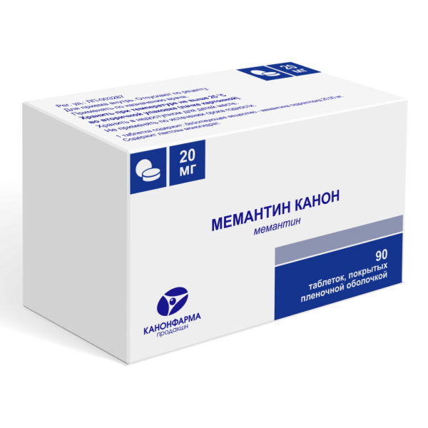 Мемантин Канон таблетки покрытпленоб 20 мг 90 шт
