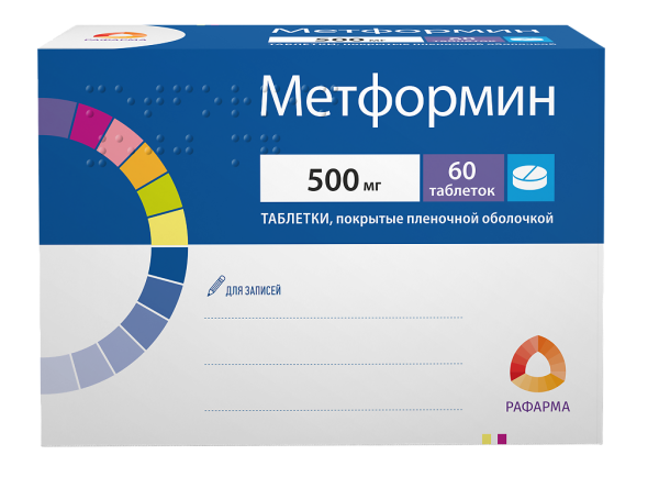Метформин таблетки покрытпленоб 500 мг 60 шт