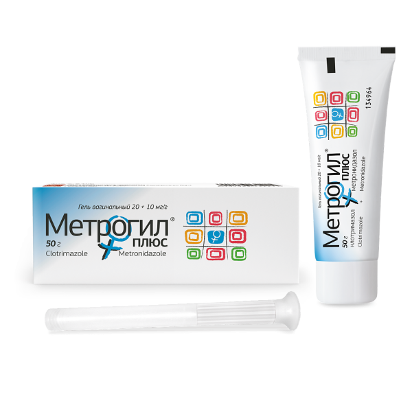 Метрогил Плюс гель вагинальный 20 мг+10 мг/г 50 г + аппликатор 1 шт