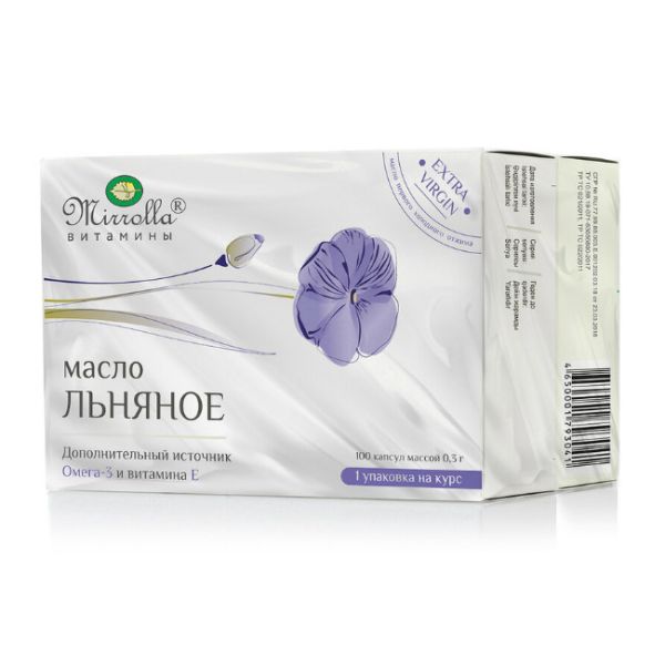 Mirrolla Льняное масло комплекс с витамином Е капсулы массой 0,3 г 100 шт
