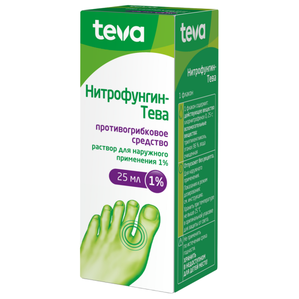 Нитрофунгин-Тева раствор для наружного применения 1% фл 25 мл 1 шт