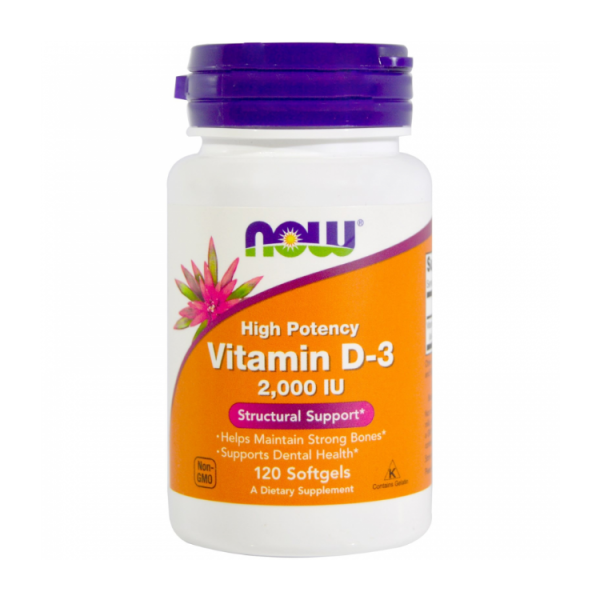 Now Высокоэффективный Витамин D3 2000 МЕ капсулы массой 303 мг 120 шт