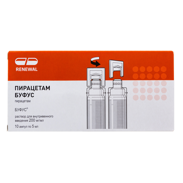 Пирацетам буфус Реневал раствор для в/в введ 200 мг/мл 5 мл 10 шт