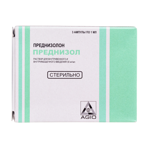 Преднизол раствор для в/в и в/м введ 30 мг/мл 1 мл 3 шт
