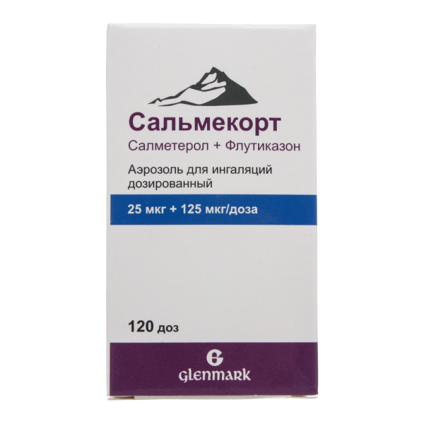 Сальмекорт аэрозоль для ингаляций дозированный 25 мкг+125 мкг/доза 120 доз 1 шт