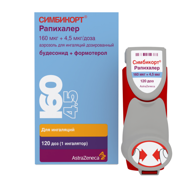 Симбикорт Рапихалер аэрозоль для ингаляций дозированный 160 мкг+4,5 мкг/доза 120 доз