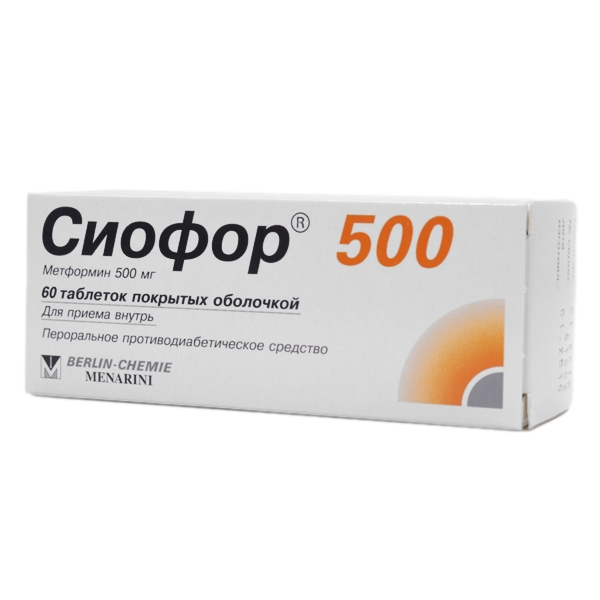 Сиофор 500 таблетки покрытпленоб 500 мг 60 шт