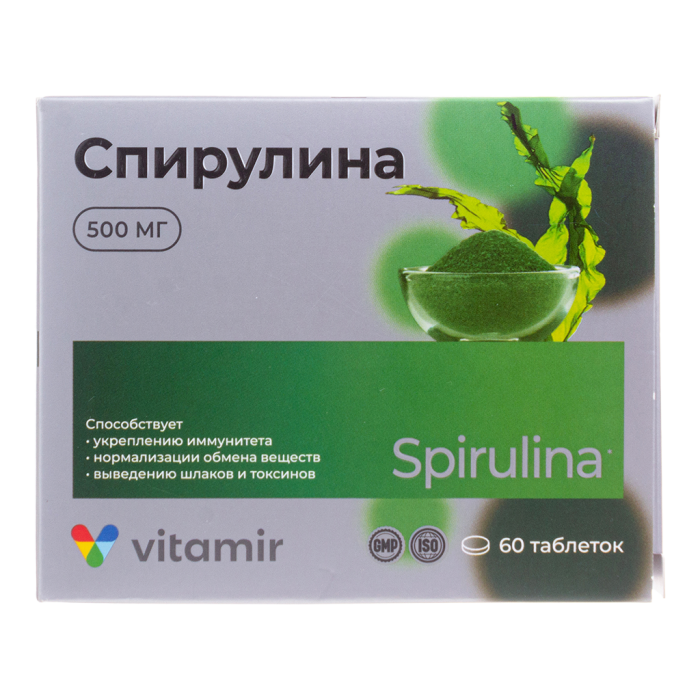 Спирулина 500 мг Витамир таблетки массой 509 мг 60 шт