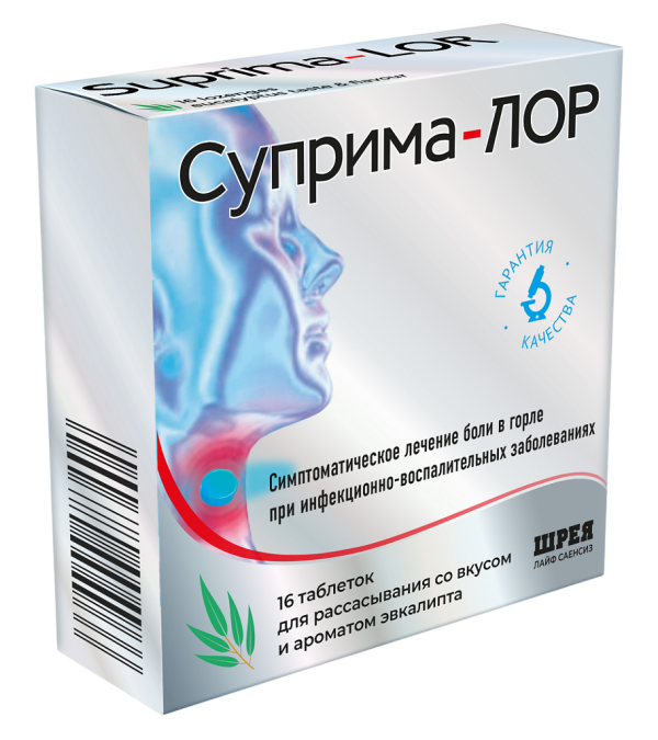 Суприма-Лор эвкалипт таблетки для рассасывания 0,6 мг+1,2 мг 16 шт