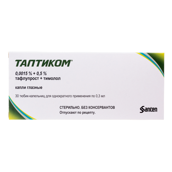 Таптиком капли глазные 0,0015%+0,5% 0,3 мл тюб-кап 30 шт